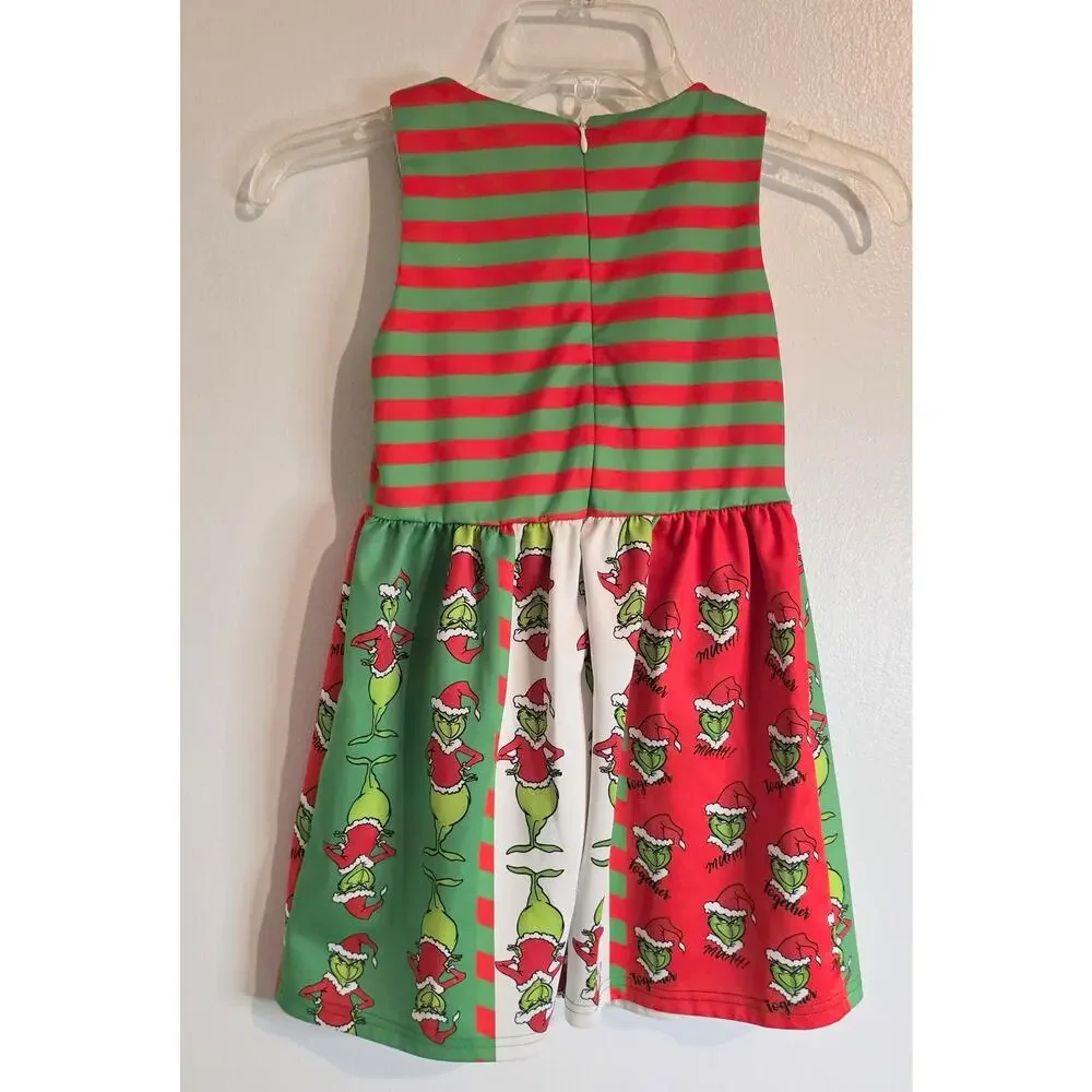 E Bei K Kid's Wear Dress Christmas Grinch Girl 6-7 Years (120) Red White Green
